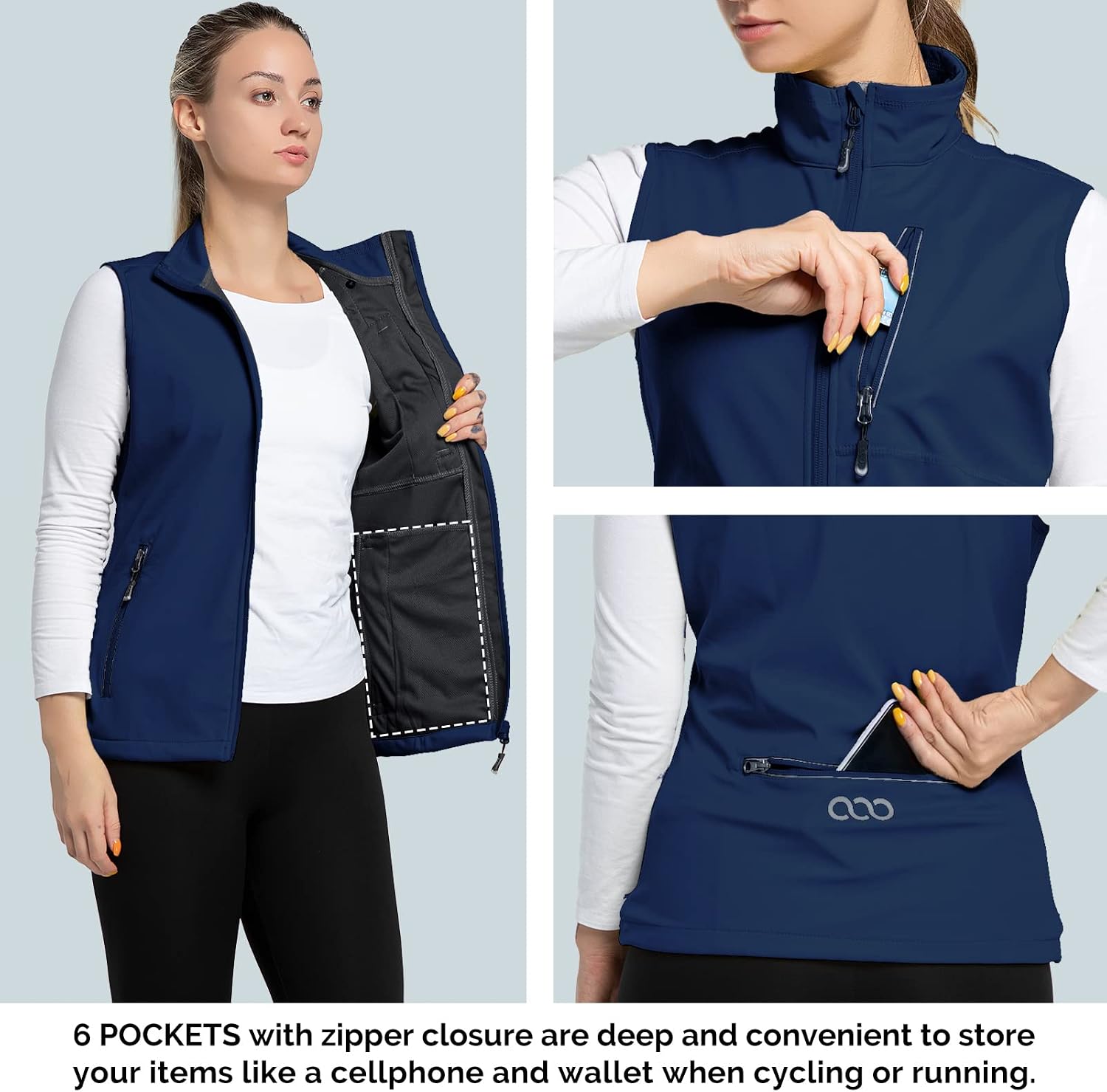 Detalle 2 de 33,000ft Damen Leichte Laufweste Outdoor Softshell (winddicht, wasserdicht, atmungsaktiv)