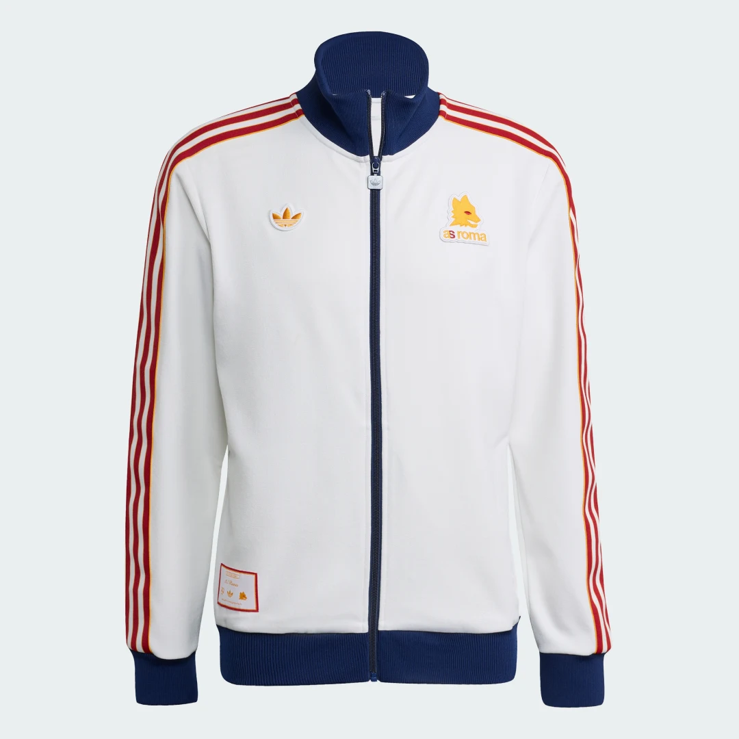 Detalle de Chaqueta deportiva AS Roma Terrace Icons de Adidas - Blanco