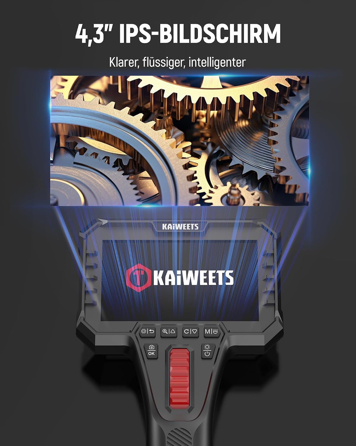 Thumbnail 4 de KAIWEETS Endoskopkamera mit Licht – 6,5 mm Dünn, 210° Articulation, 1080P Display, IP67, 1,6 m Kabel