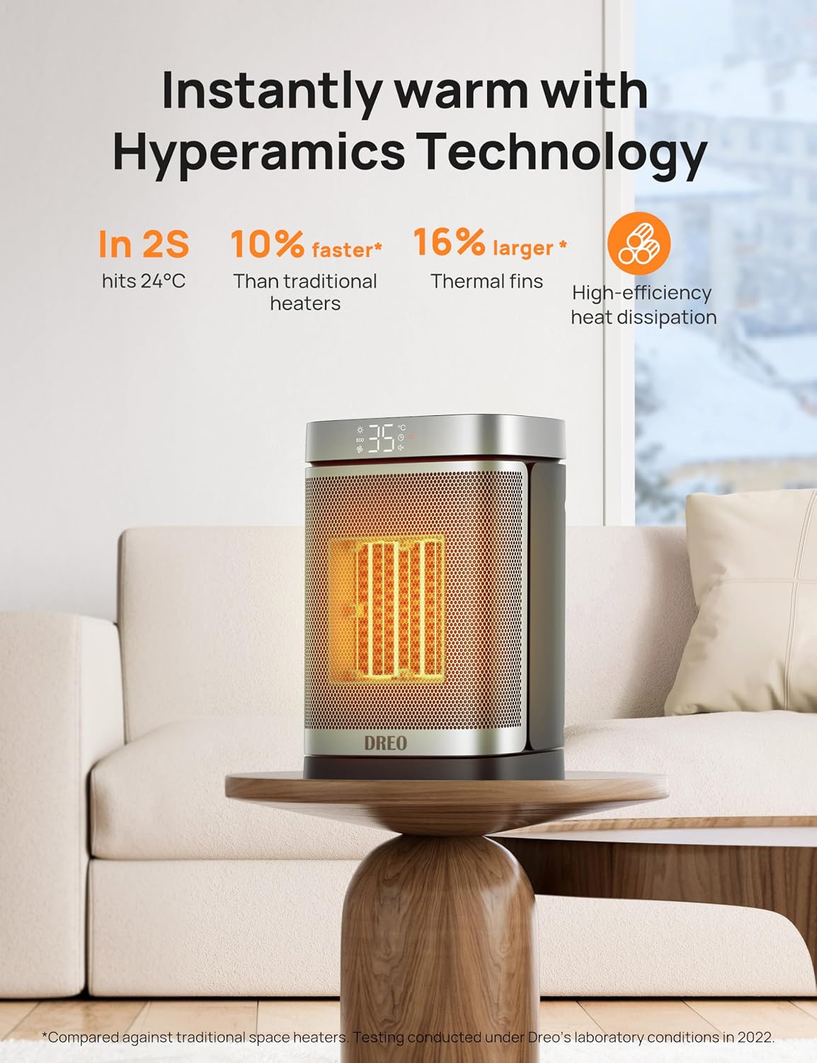 Detalle 2 de DREO DR-HSH004 PTC Ceramic Space Heater, 1500W with Thermostat and Oscillation