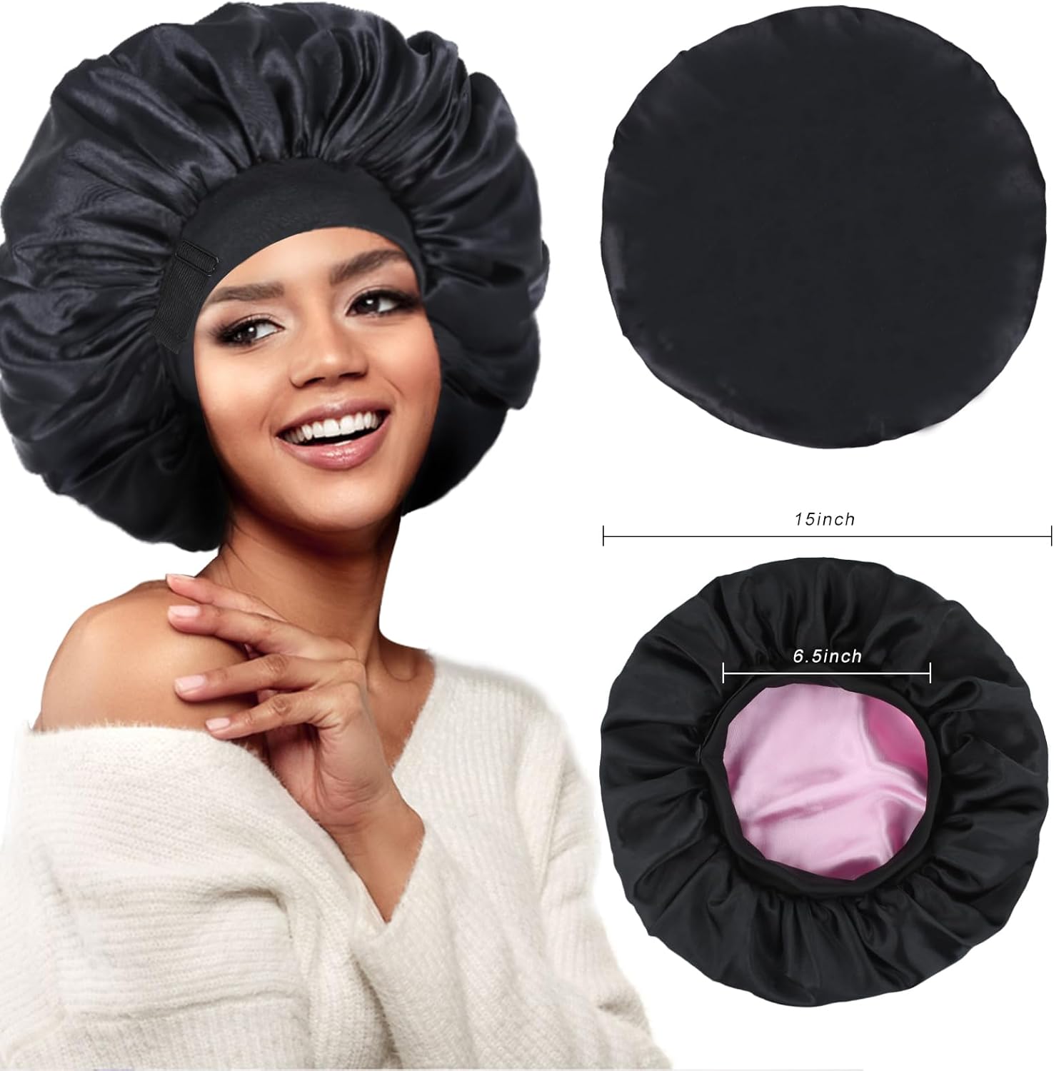 Thumbnail 3 de XRACEPHOL Silk Bonnet for Sleeping (Double Layer Satin, Adjustable) for Black Women