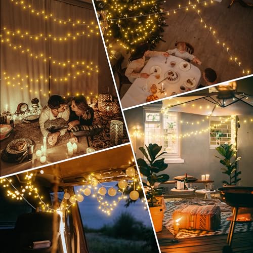 Detalle de Ollny Guirlande Lumineuse 10 m, 100 LED Blanc Chaud – IP44, idéal extérieur et intérieur