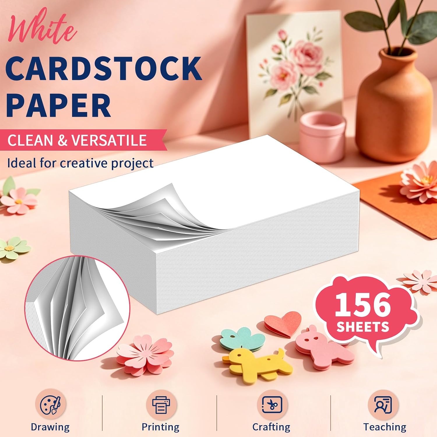 Detalle de Vishoitty 4x6 White Cardstock, 200 GSM Printable Paper, 156 Sheets