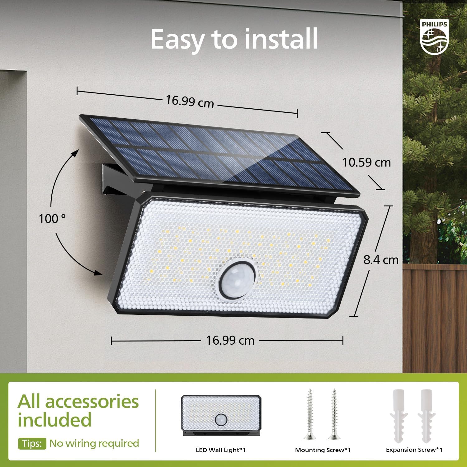 Thumbnail 3 de Philips Solar Motion Sensor Light Outdoor – 1000LM, 3 Modes, 7000K Daylight, Waterproof