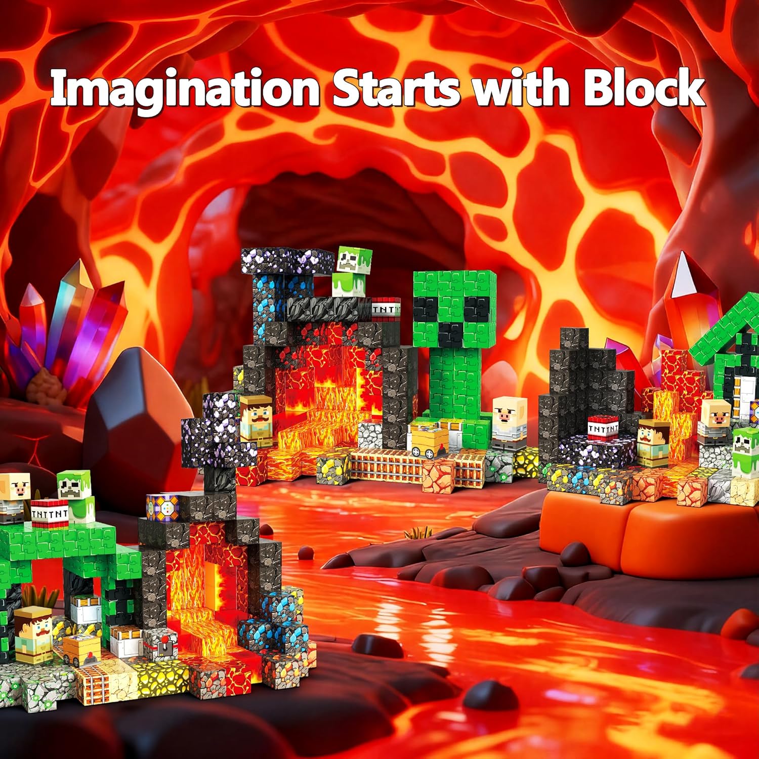 Thumbnail 1 de Laoren Magnetic Building Blocks 200-Piece STEM Magnet Cubes Set (Ages 4–12)