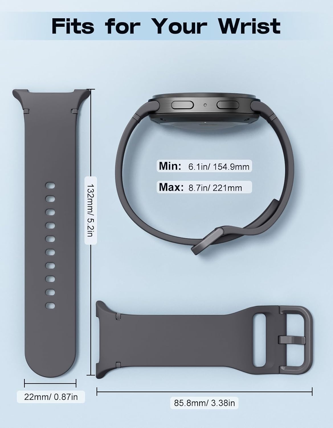 Thumbnail 4 de MoKo Sport Strap for Samsung Galaxy Watch 8 & Watch 8 Classic (40mm/44mm/46mm) — soft silicone replacement band