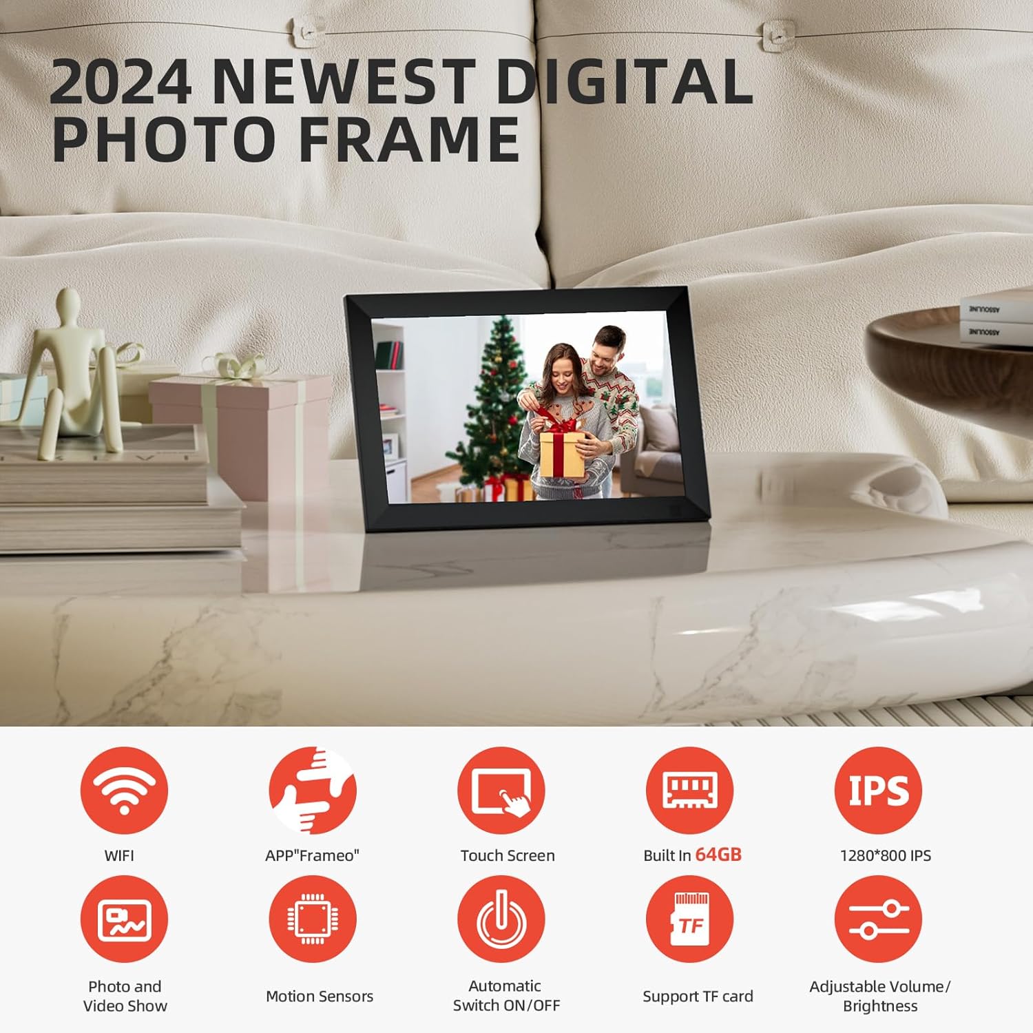 Detalle 2 de GGUA 10.1 Inch WiFi Digital Photo Frame 64GB 🖼