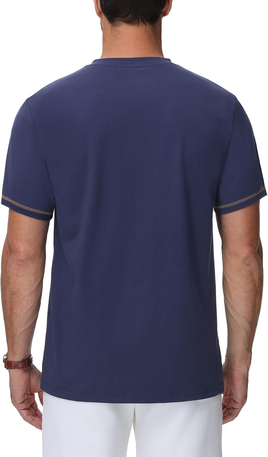 Detalle de HMIYA Henley Kurzarm T-Shirt für Herren – Sommer-Top mit Knopf-Detail aus Baumwolle