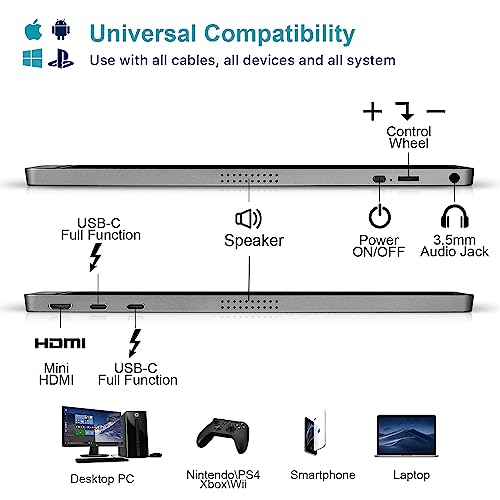 Detalle de KYY Portable Monitor 15.6" 1080P: Slim, versatile screen extender with cover