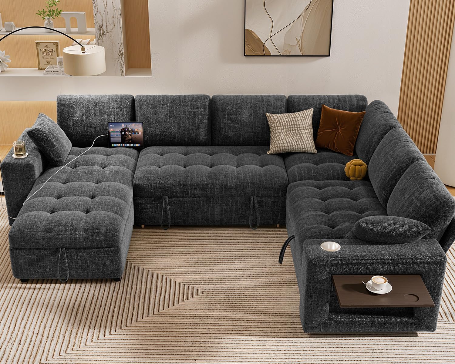 Detalle 2 de Vipbear Sectional Sleeper Sofa 111-Inch