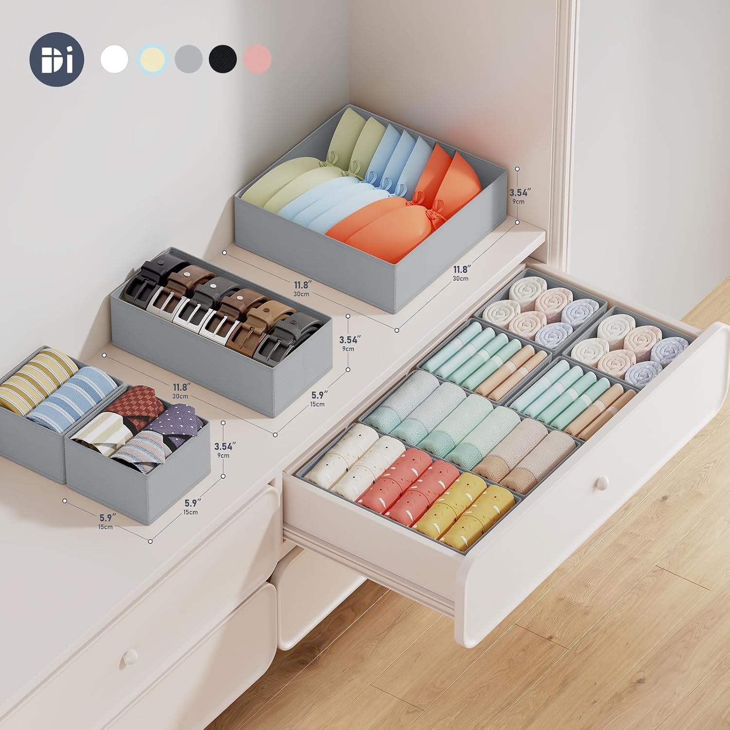 Thumbnail 1 de DIMJ 12 Pack Drawer Organisers for Underwear and Socks