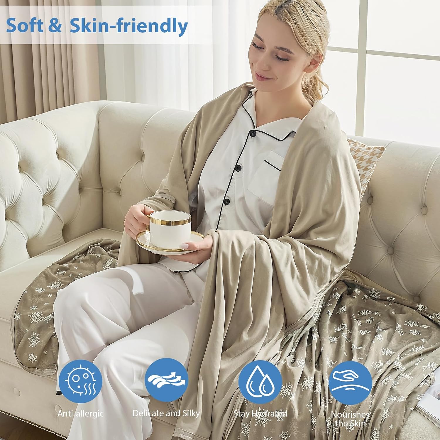 Thumbnail 2 de Cooling Blanket for Hot Sleepers – RUMBALUXY Snowflake Snowflake Cool Blanket, 130 x 180 cm