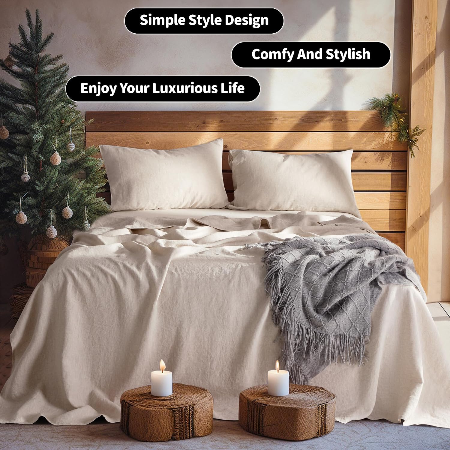 Detalle 2 de LBRO2M Linen Sheet Set Queen 4-Piece