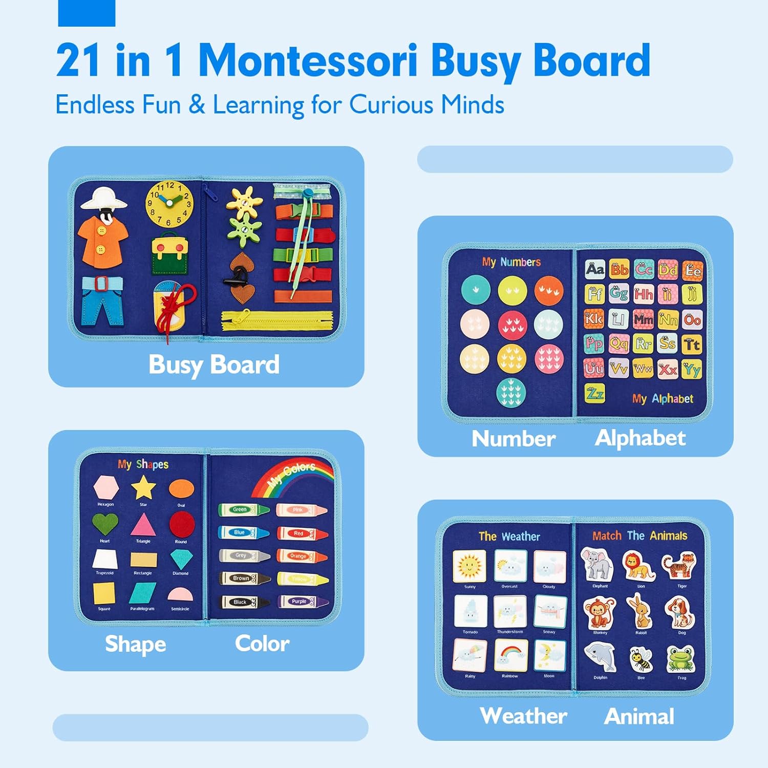 Detalle 2 de hahaland Montessori busy board 7 sections