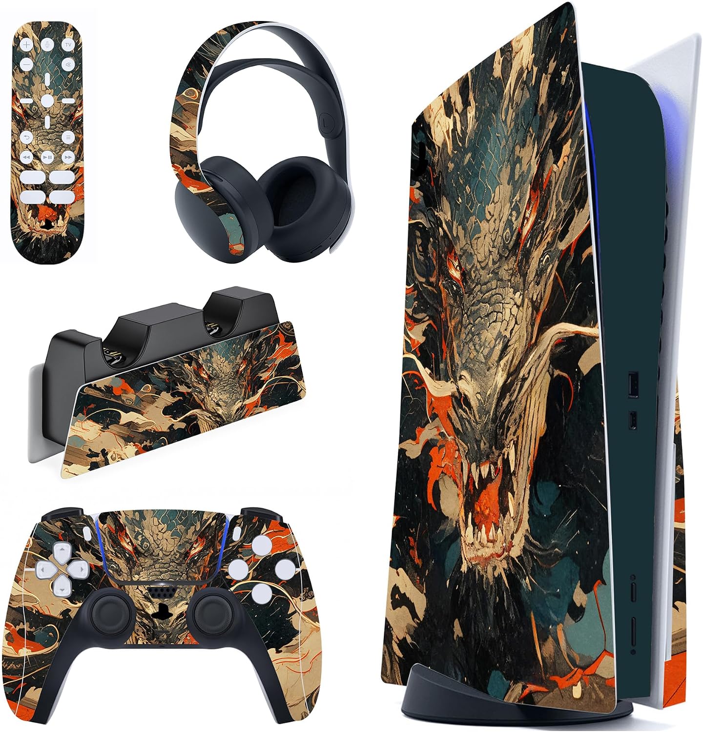 Detalle de PlayVital Dragon's Fury PS5 Full Set Skin