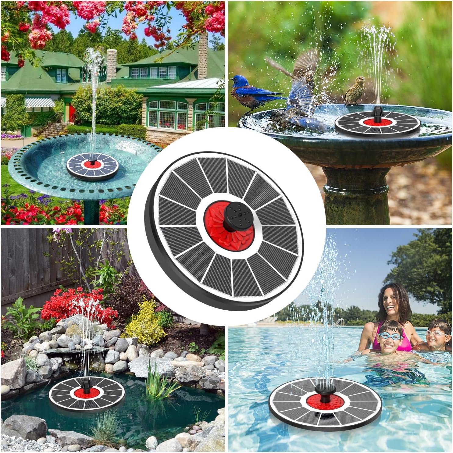 Thumbnail 5 de SZMP Solar Fountain Glass Panel with Flower — 3.5W Solar Powered Bird Bath Fountain