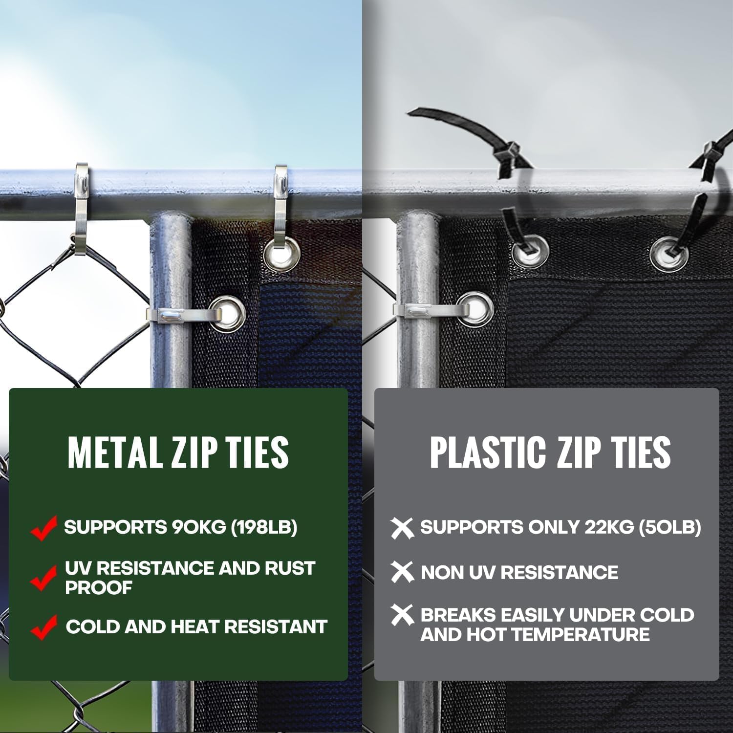 Thumbnail 4 de SHOWY SKY 304 Stainless Steel Metal Cable Ties 100
