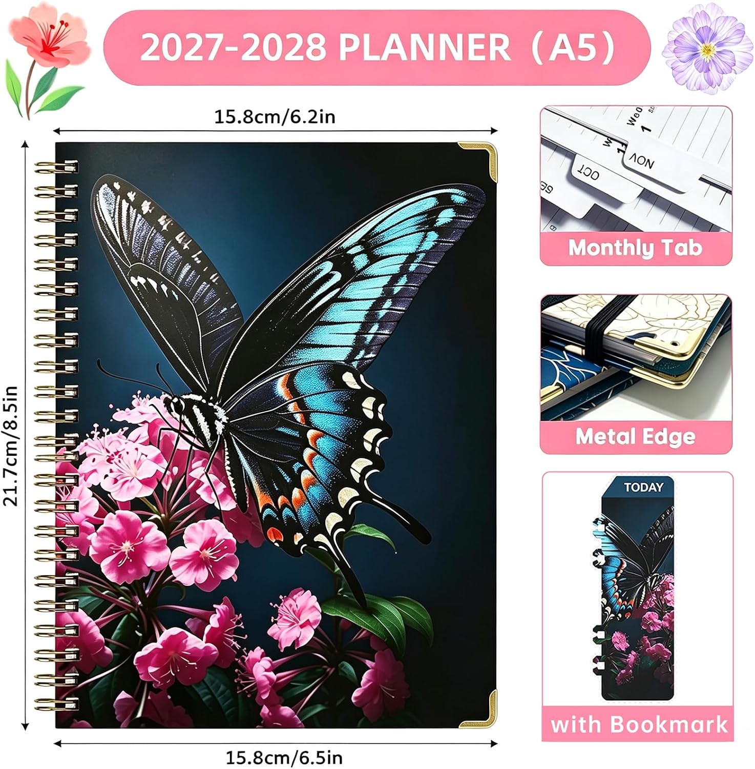 Detalle 2 de SOVYEN 2027 A5 Planner with Monthly Tabs, Weekly Layouts and Spiral Binding