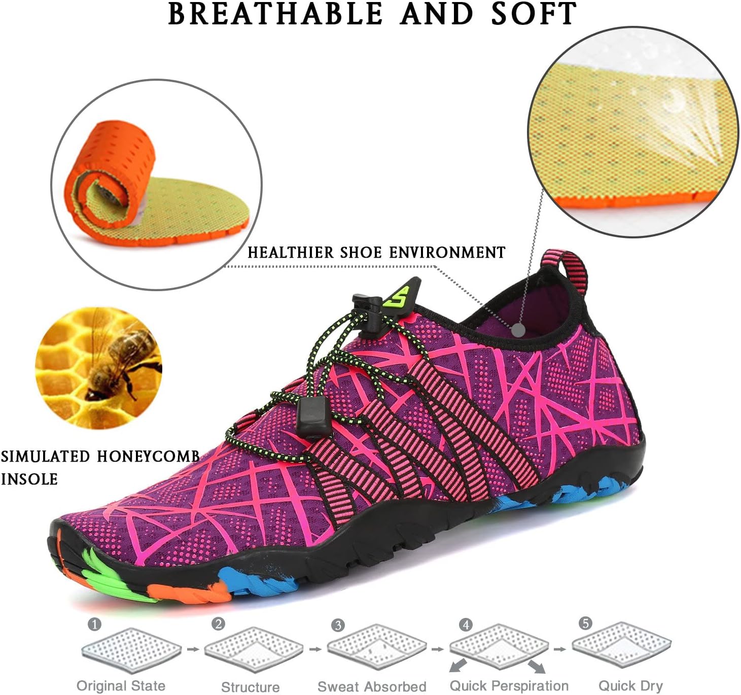 Thumbnail 3 de SAGUARO Chaussures Aquatiques Homme/Femme – Chaussures de plage à séchage rapide et drainage efficace