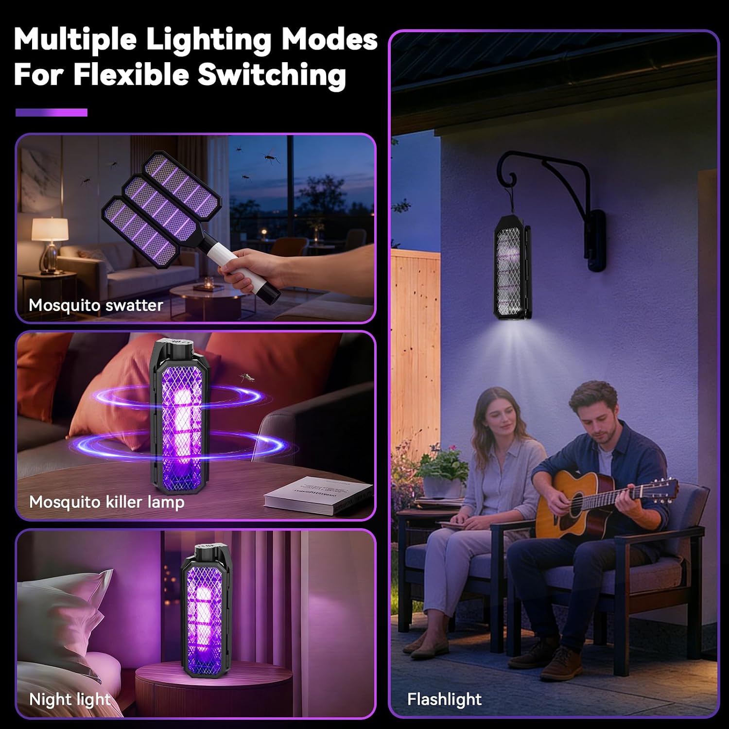 Thumbnail 5 de 2 in1 Lampe Anti Moustique USB Rechargeable – Lampe/Raquette Pliable pour l’intérieur et l’extérieur