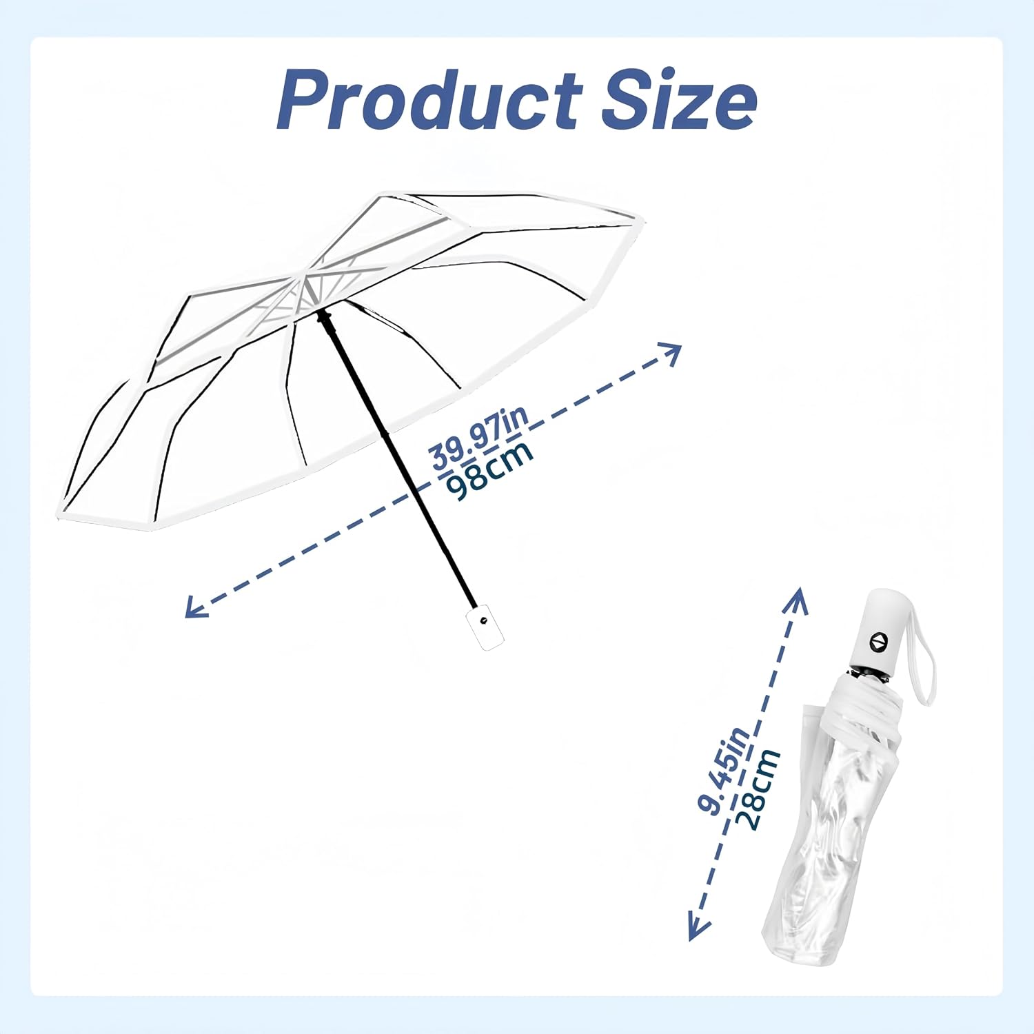 Detalle 1 de VIPOPICO Clear Umbrella Automatic Open Close – Compact Travel Clear Umbrella with Frosted Handle