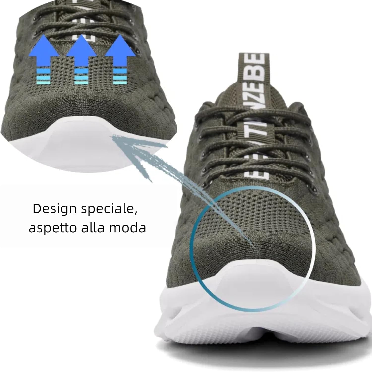 Detalle de TIANZEBEN Herren Sneaker Turnschuhe für Fitness, Lauf- & Walkingsport – atmungsaktiv und leicht