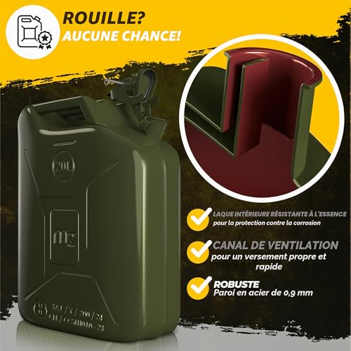 Detalle 2 de MONZANA® 3x Jerrican essence 20L métal bec verseur – lot de 3