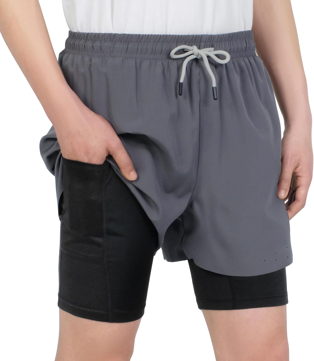 Detalle de TLAENSON Boys' 2-in-1 Running Shorts