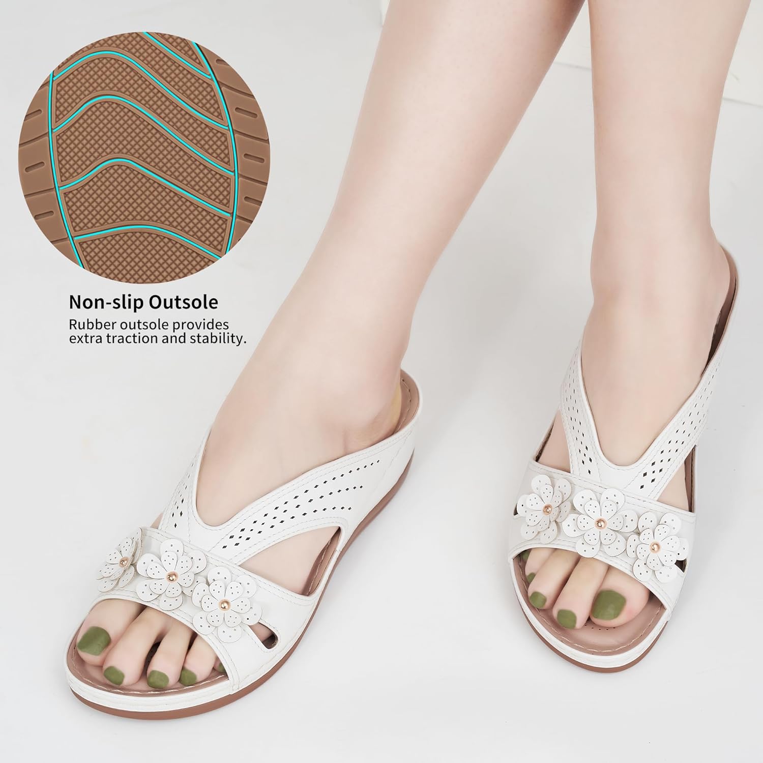 Thumbnail 4 de Ecetana Women’s Wedge Slip-On Sandals with Memory Foam Platform Comfort