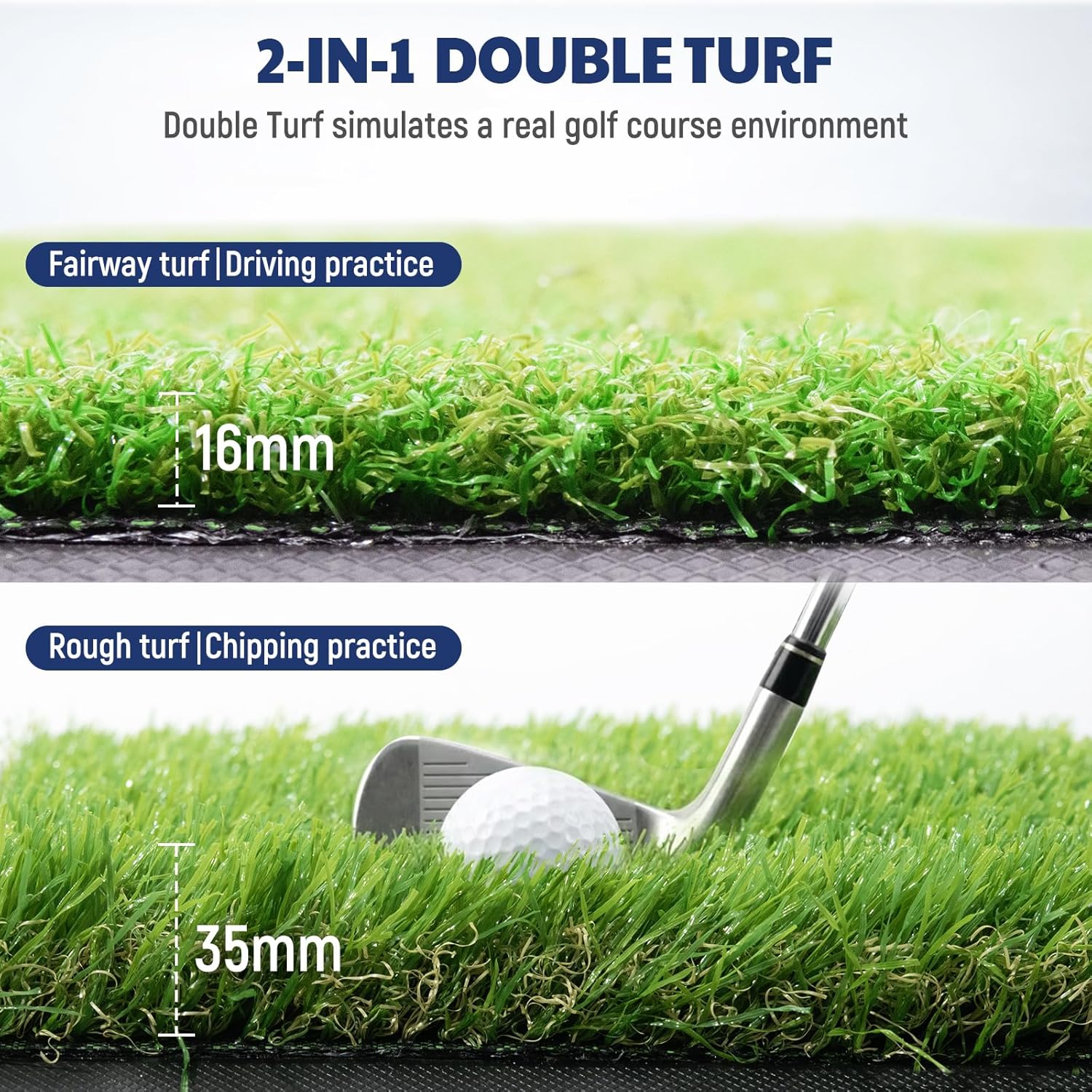 Thumbnail 2 de JAYA Golf Hitting Mat with Ball Tray – Dual-Turf Practice Surface with Heavy Rubber Base