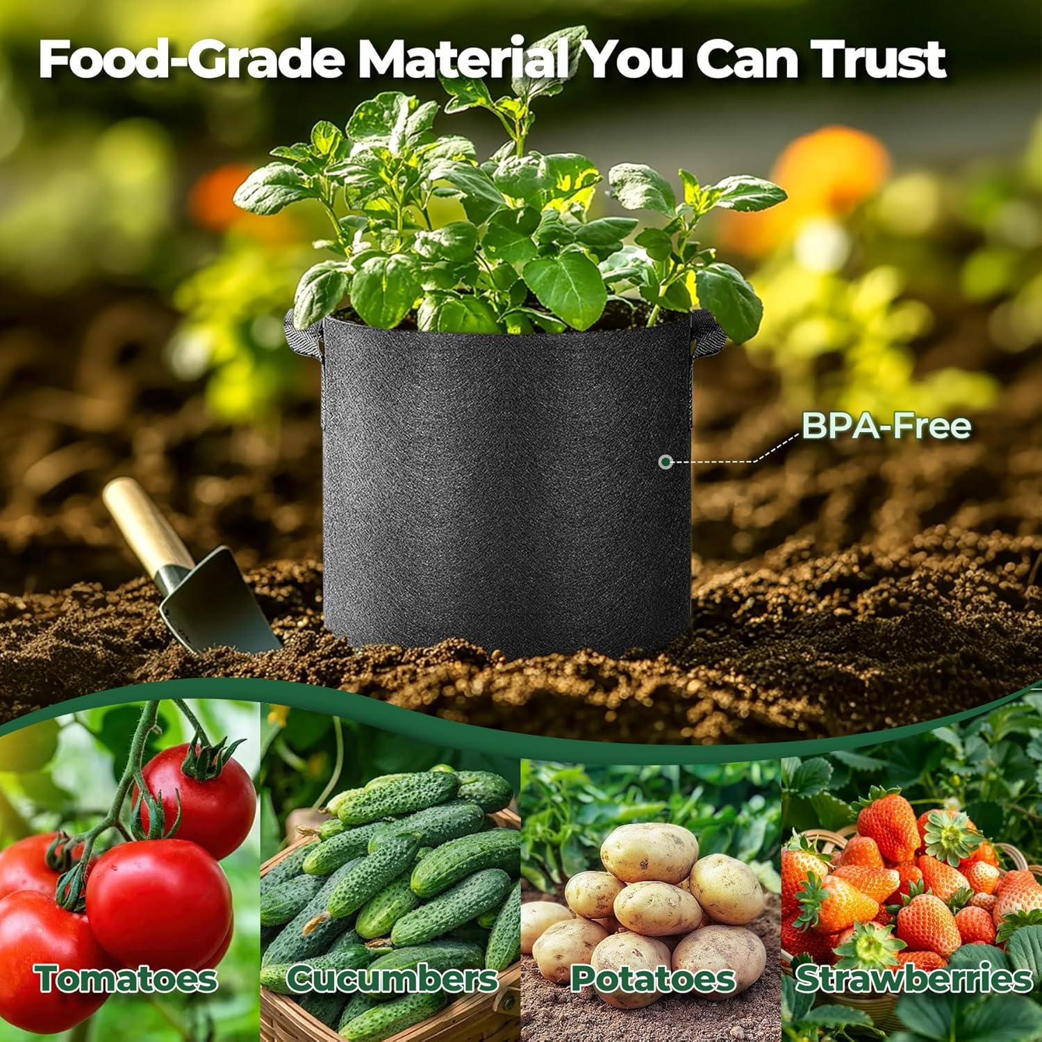 Thumbnail 2 de Grow bags with handles, 10 gallon 10 pack