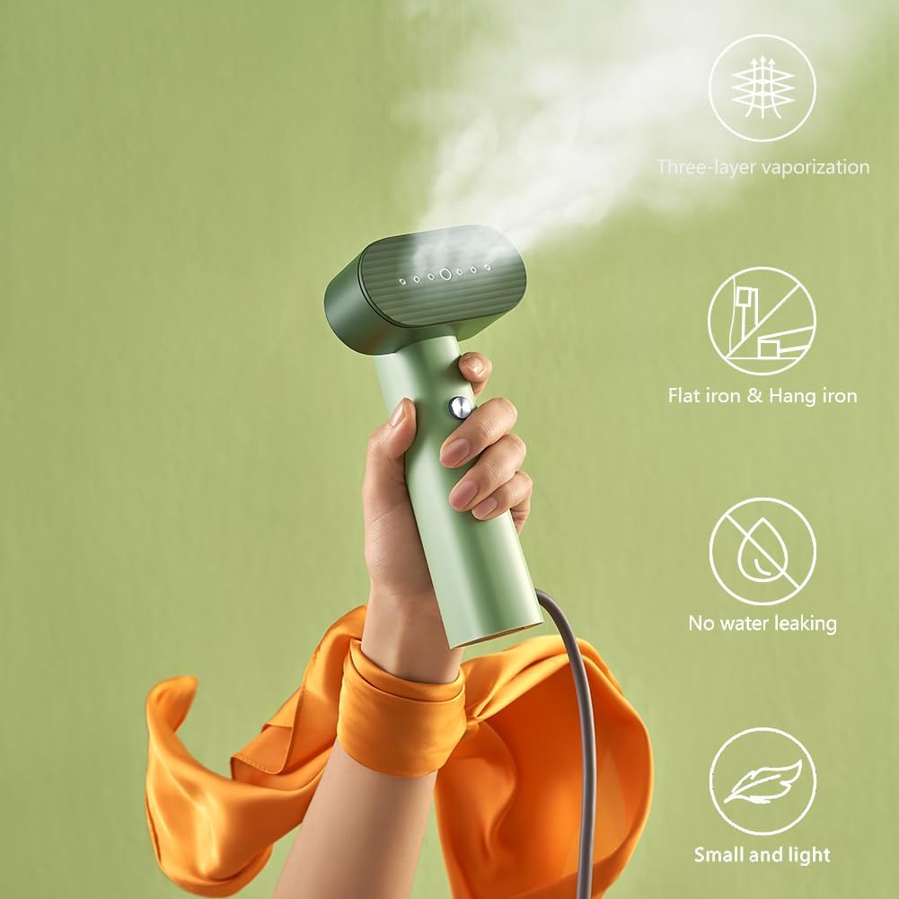 Detalle de Nexdoo G6 Steamer for Clothes Portable 2-in-1 Travel Steamer Iron (Green) — 0.7 lbs