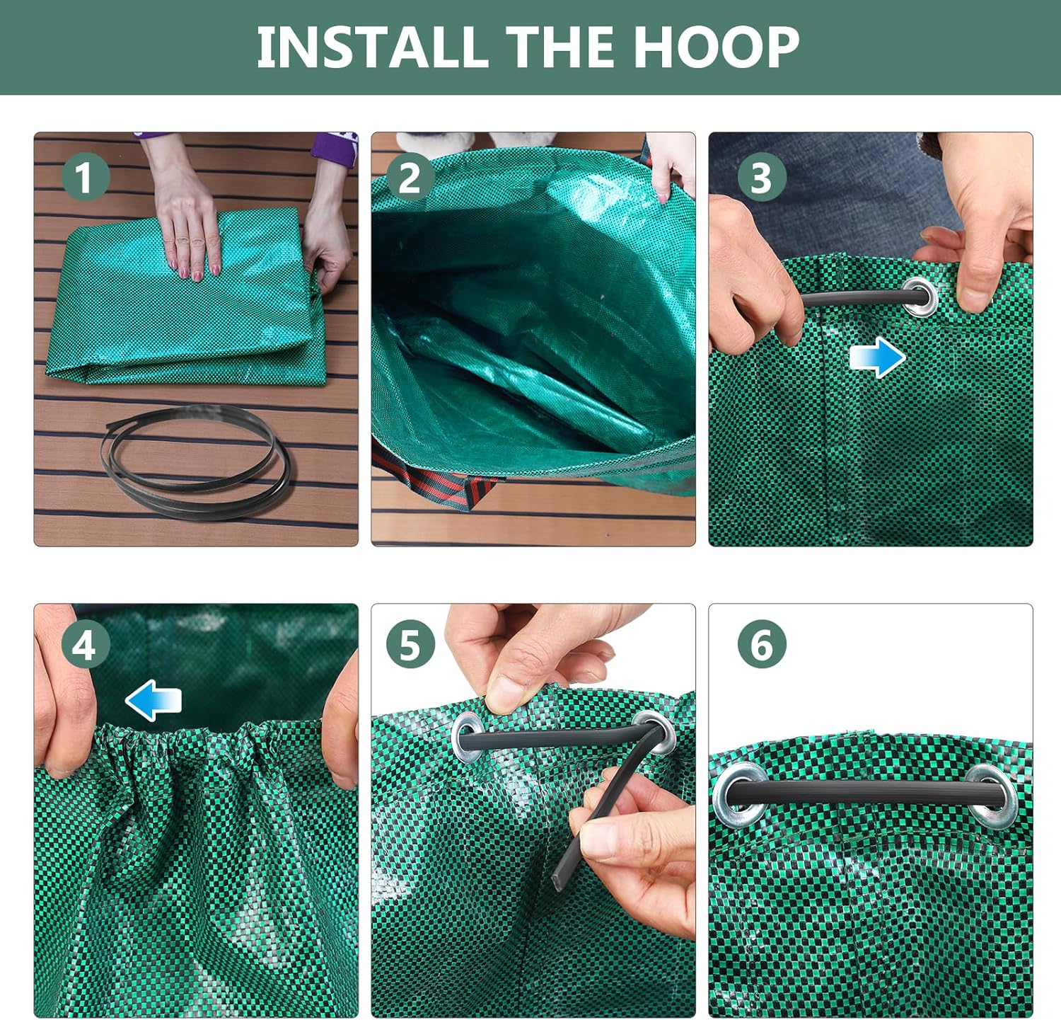 Thumbnail 2 de Reusable 300L Garden Waste Bags 3-Pack — Heavy Duty Waterproof Sacks with Handles