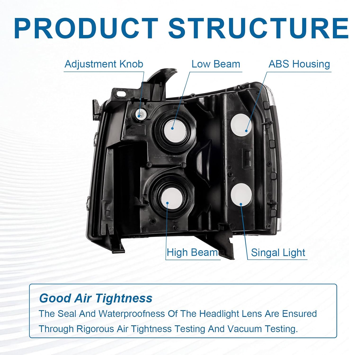 Thumbnail 4 de Fullux LED DRL Headlights Assembly for 2007–2013 Chevy Silverado 1500 (and 2007–2014 2500HD/3500HD) — Clear Reflector Black Housing