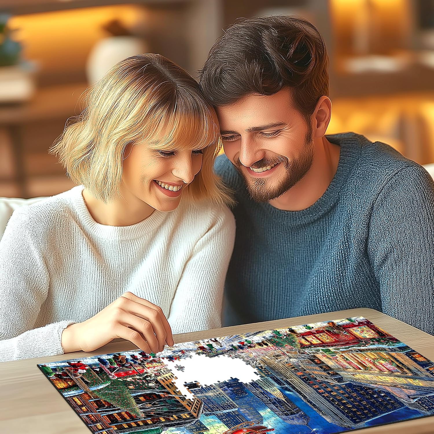 Detalle 1 de Blueforest BFJIUJIU-00243 Christmas Jigsaw Puzzle, 1,000 Pieces, City Night Scene