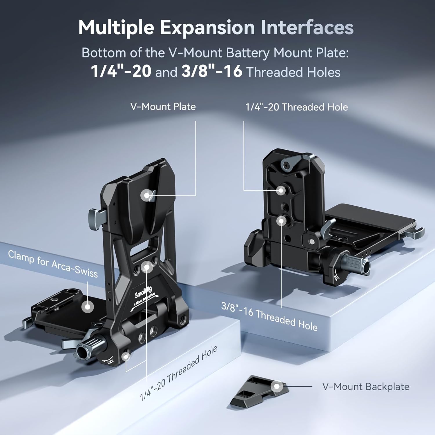 Thumbnail 3 de SmallRig V-Mount Battery Plate 4505 with L-Shape, Foldable Tool-Free Mounting (V-lock)