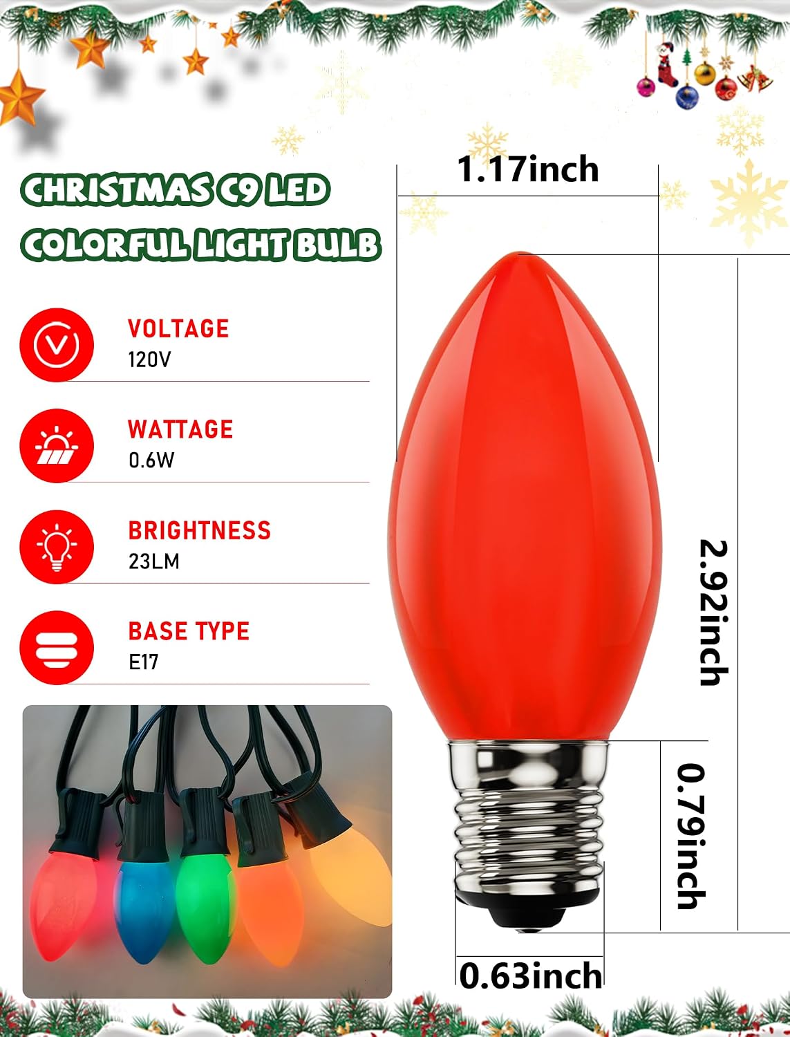 Detalle 2 de C9 LED Christmas Light Bulbs 0.6W