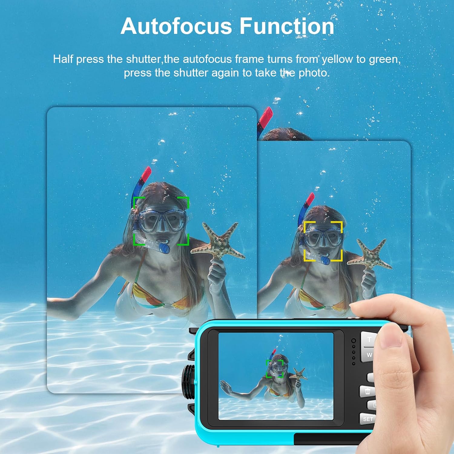 Detalle 2 de Yixinxin Unterwasserkamera (UHD 4K, 64 MP) mit Autofokus und Dual-Selfie-Bildschirmen, inkl. 32-GB-Karte