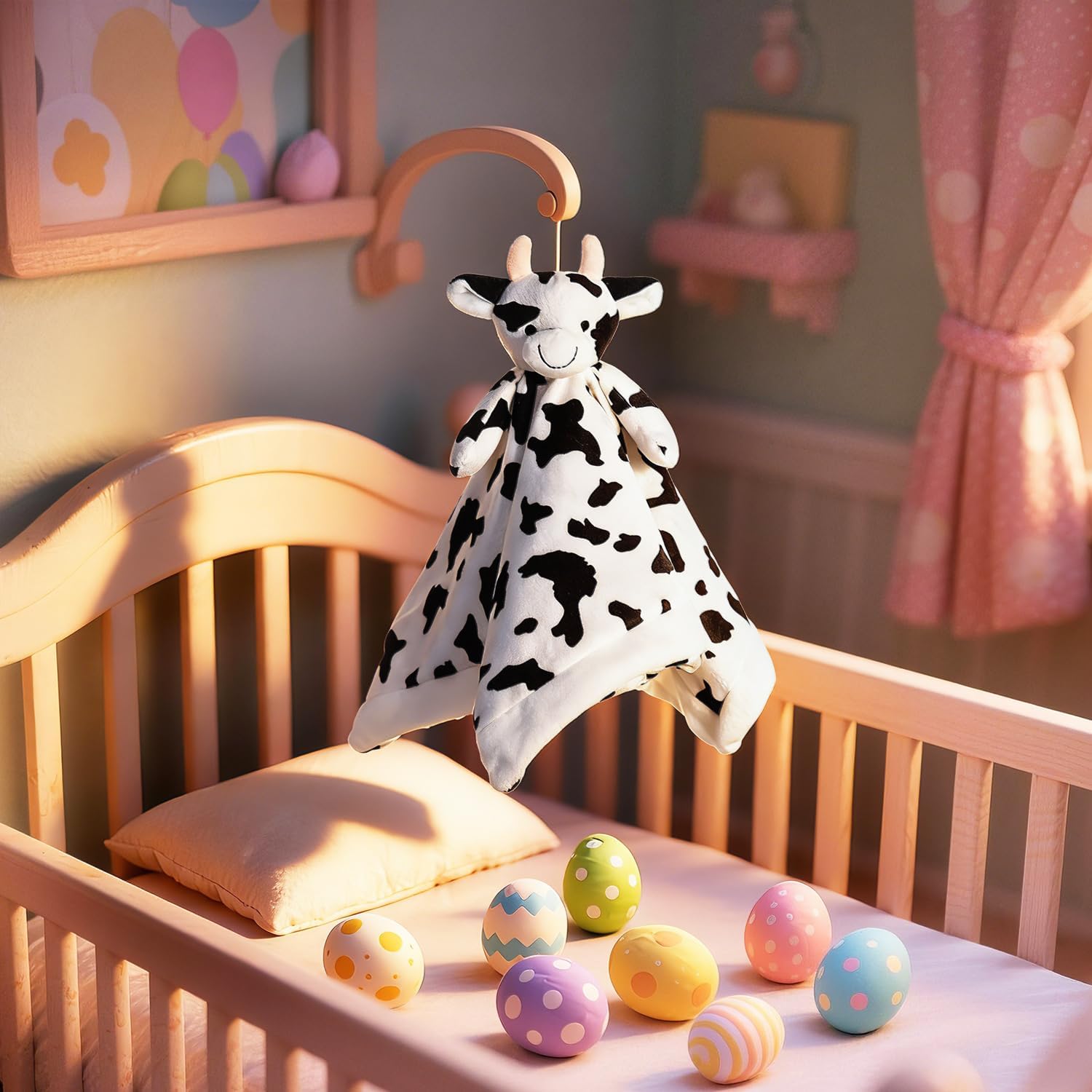 Thumbnail 1 de Apricot Lamb cow security blanket lovey (plush snuggler) for baby and nursery comfort