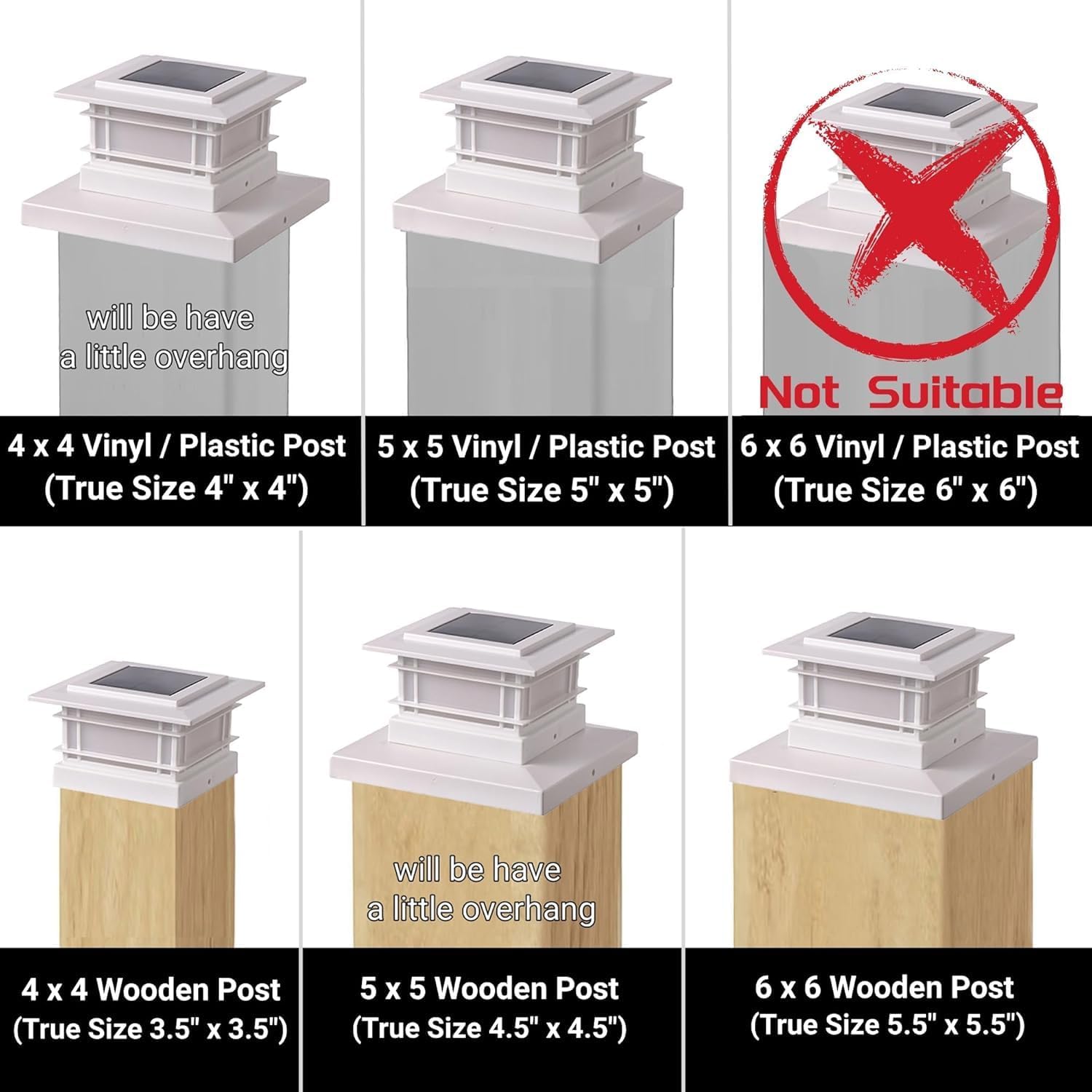 Thumbnail 2 de Dynaming 6 Pack Solar Post Cap Lights: Flickering Flame, White Shell, for 4x4 to 5x5 Posts