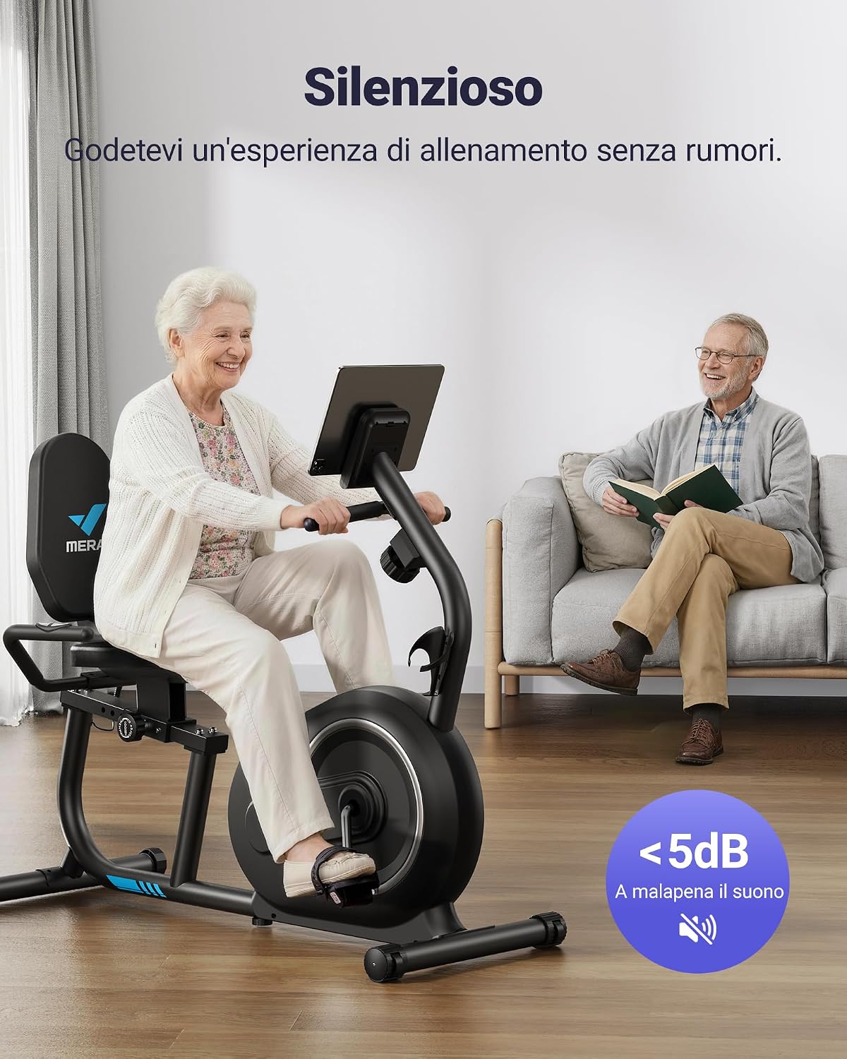 Thumbnail 2 de MERACH Cyclette da seduta recumbent 8 livelli, capacità 136 kg