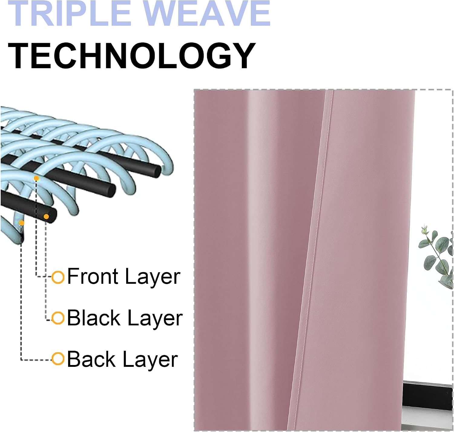 Thumbnail 4 de Simplebrand Ava Blush Blackout Curtains (63" Length, 2 Panels) for Bedroom