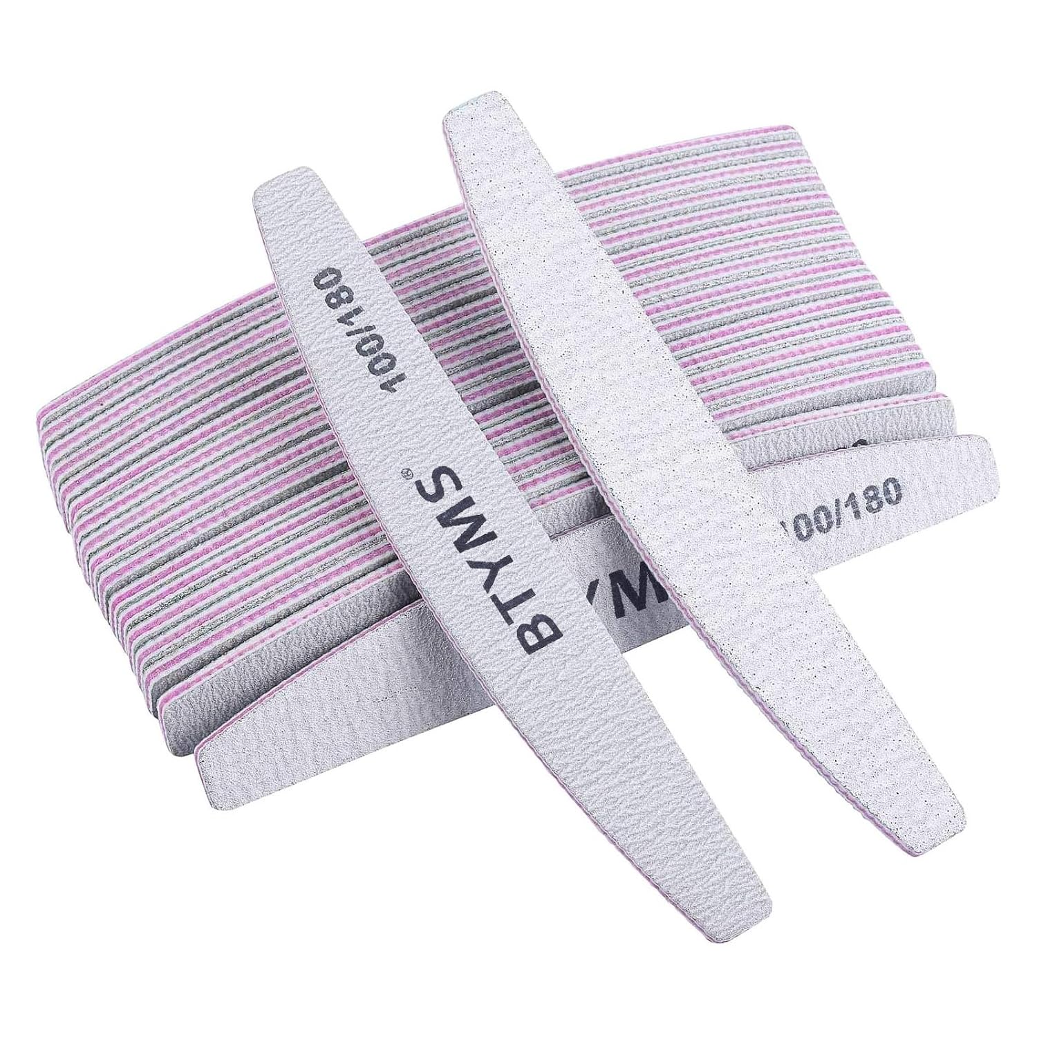 Detalle de BTYMS 25Pcs 100/180 Grit Nail File and Buffer – Double-Sided Emery Boards for Acrylic, Gel & Natural Nails