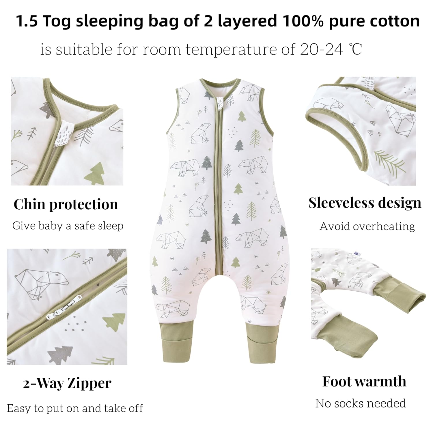 Detalle 2 de Chilsuessy Schlafsack mit Füßen 1.5 Tog