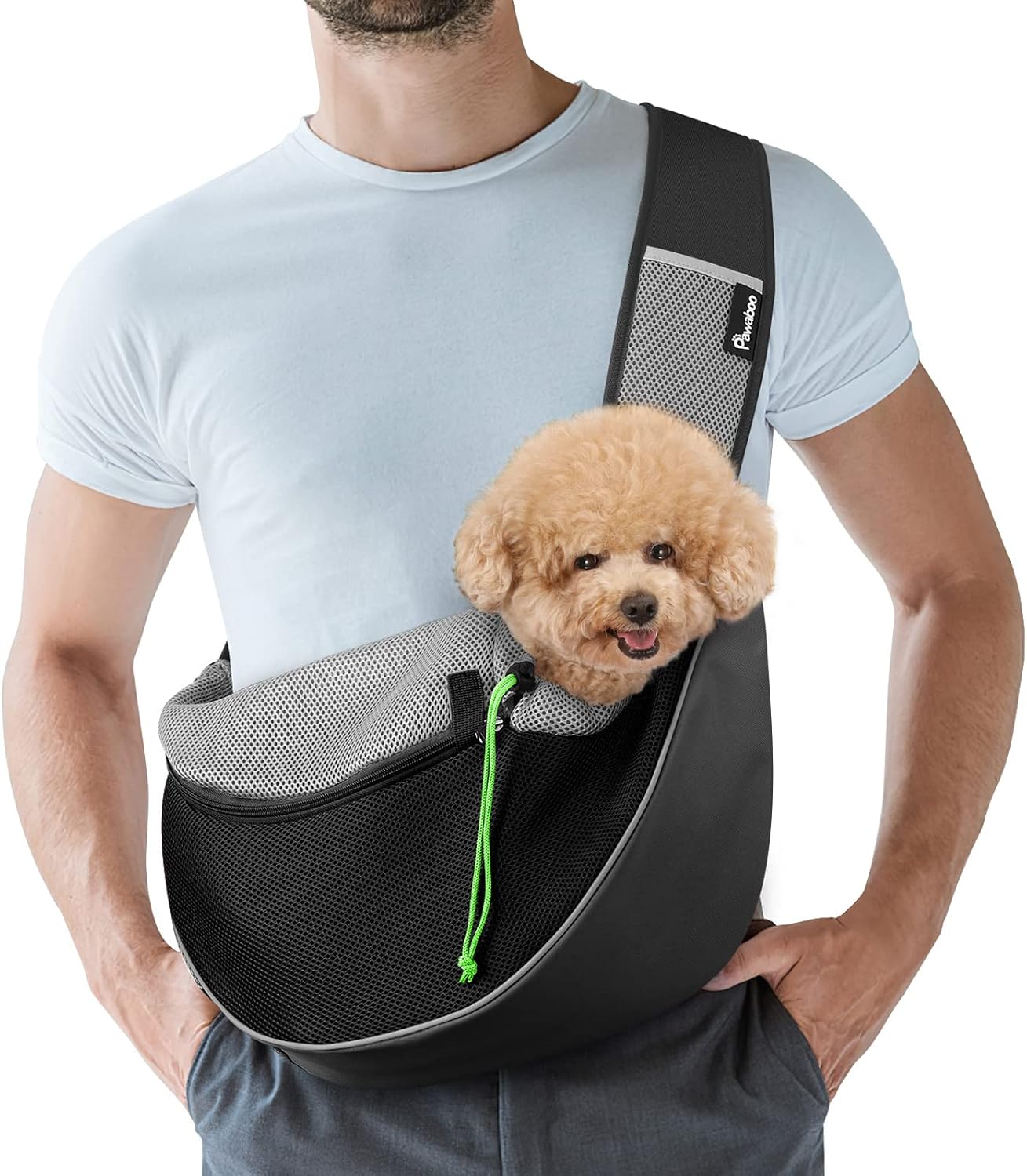 Detalle de Pawaboo XL – regulowana torba dla psa z siatki i tkaniny Oxford