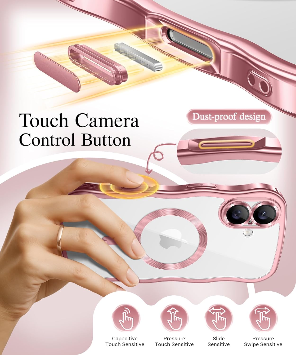 Thumbnail 2 de GVIEWIN iPhone 17 Hülle 6,3" (2025) – klar/rosa, magnetisch mit MagSafe-Support, Kameraschutz & stoßfest