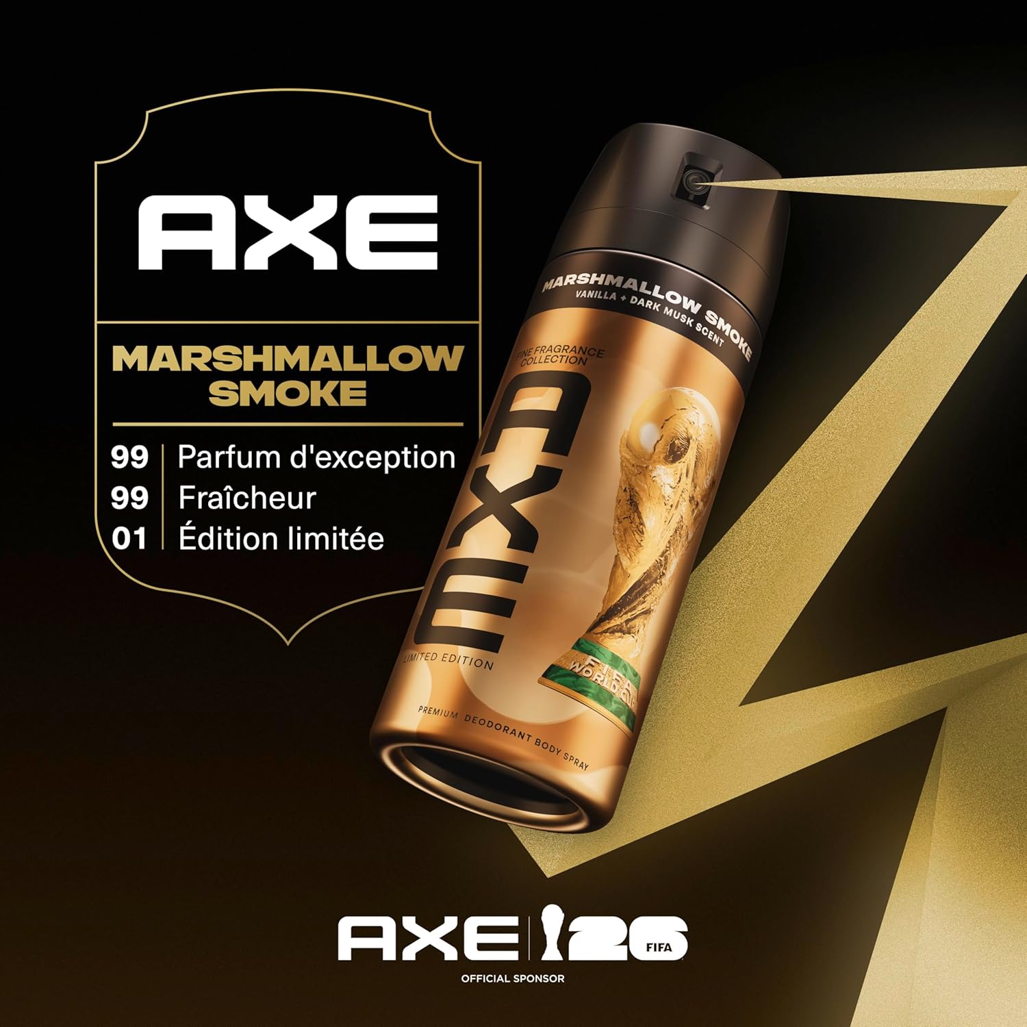 Detalle de AXE Déodorant Homme Spray Marshmallow Smoke – Collection Prestige, 2x150 ml