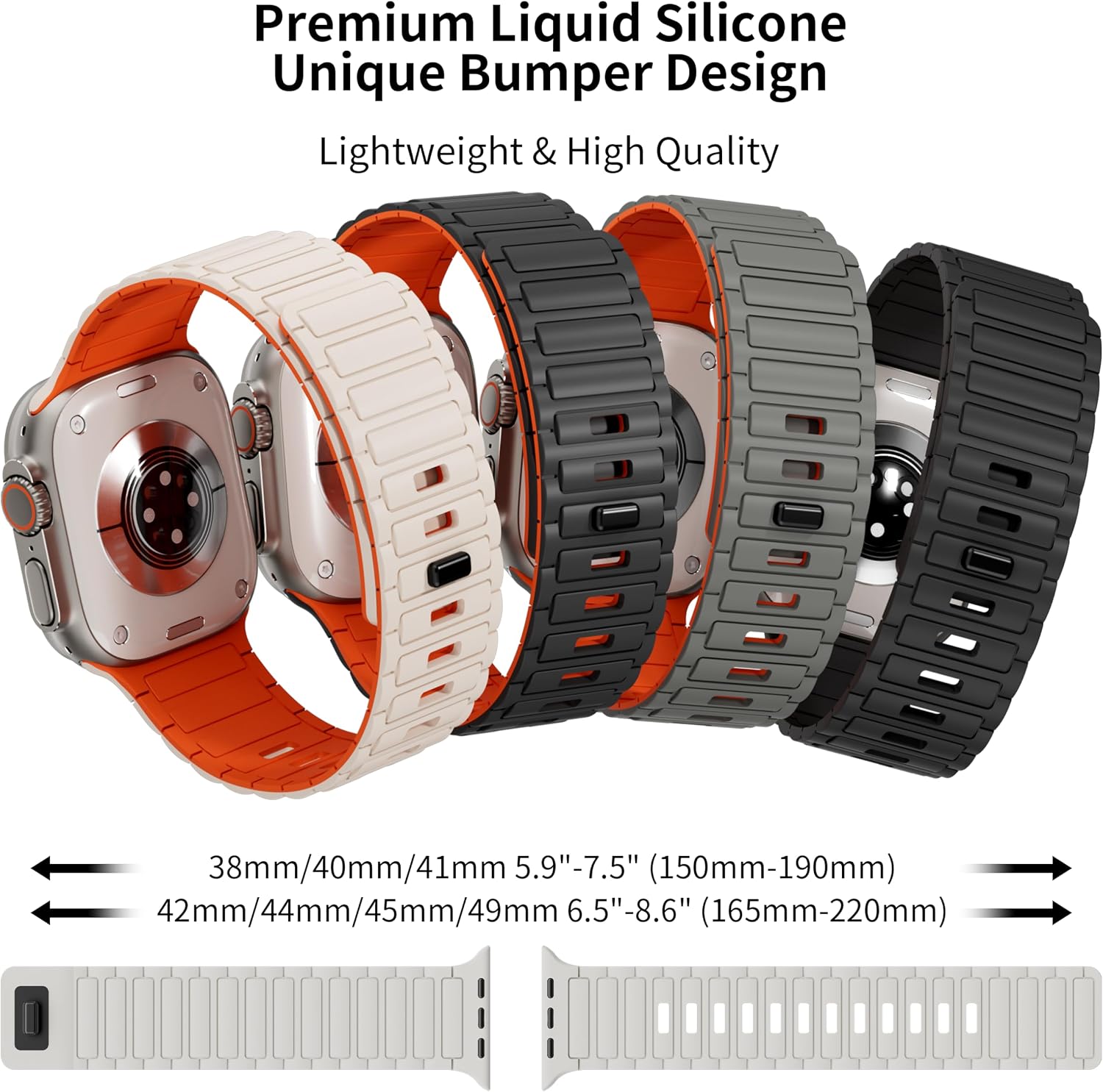 Thumbnail 6 de Magnetic Silicone Strap for Apple Watch (40–49mm): Dual Magnetic Clasp Sport Band
