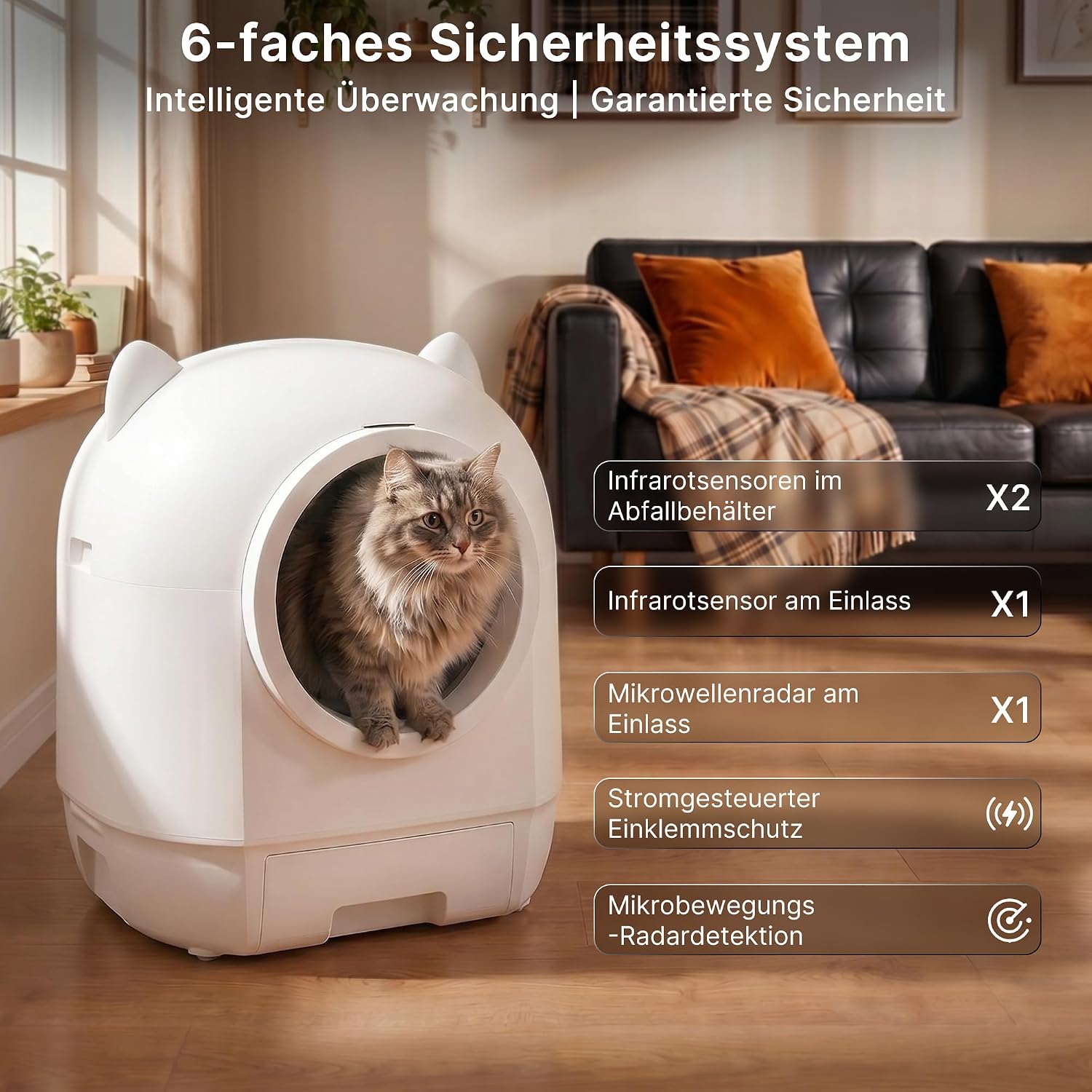 Detalle de JUMMICO Elektrisches, selbstreinigendes Katzenklo XXL mit 90L Fassungsvermögen