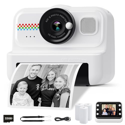 Detalle de HiMont Appareil Photo Instantané Enfants – 1080P, Impression sans encre et kit 32 Go + 3 rouleaux